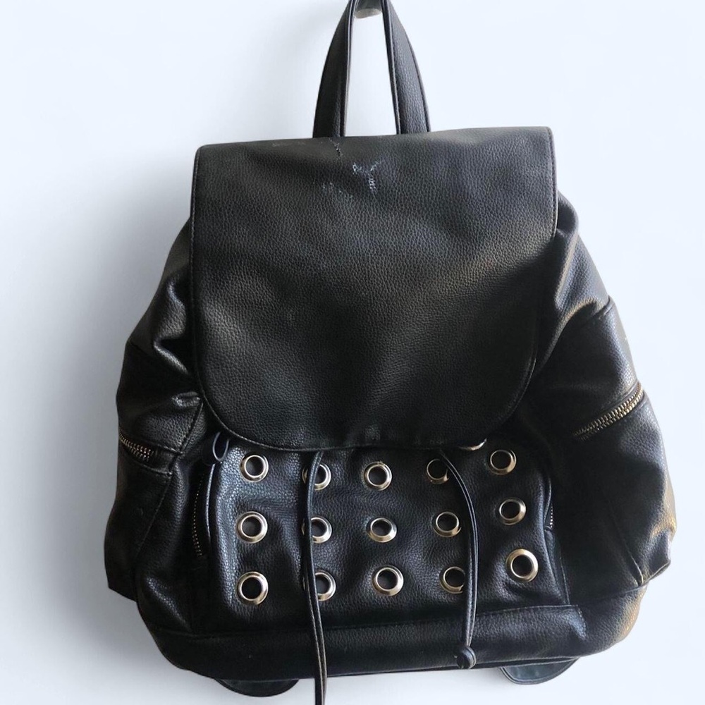 Y2K Goth Emo Grunge Punk 2000s Backpack grommet faux leather bag whimsygoth